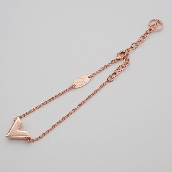 LOUIS VUITTON Logo Essential V Bracelet Rose Gold Italy M80138 33RF464 - Picture 15 of 16